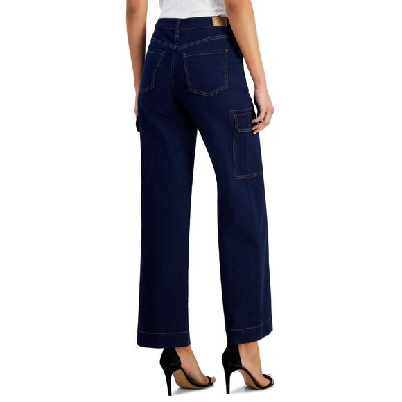 Anne Klein Women's Cargo Wide Leg High-Rise Trouser Jeans, Metropolitan Wash, 10 - Picture 2 of 4